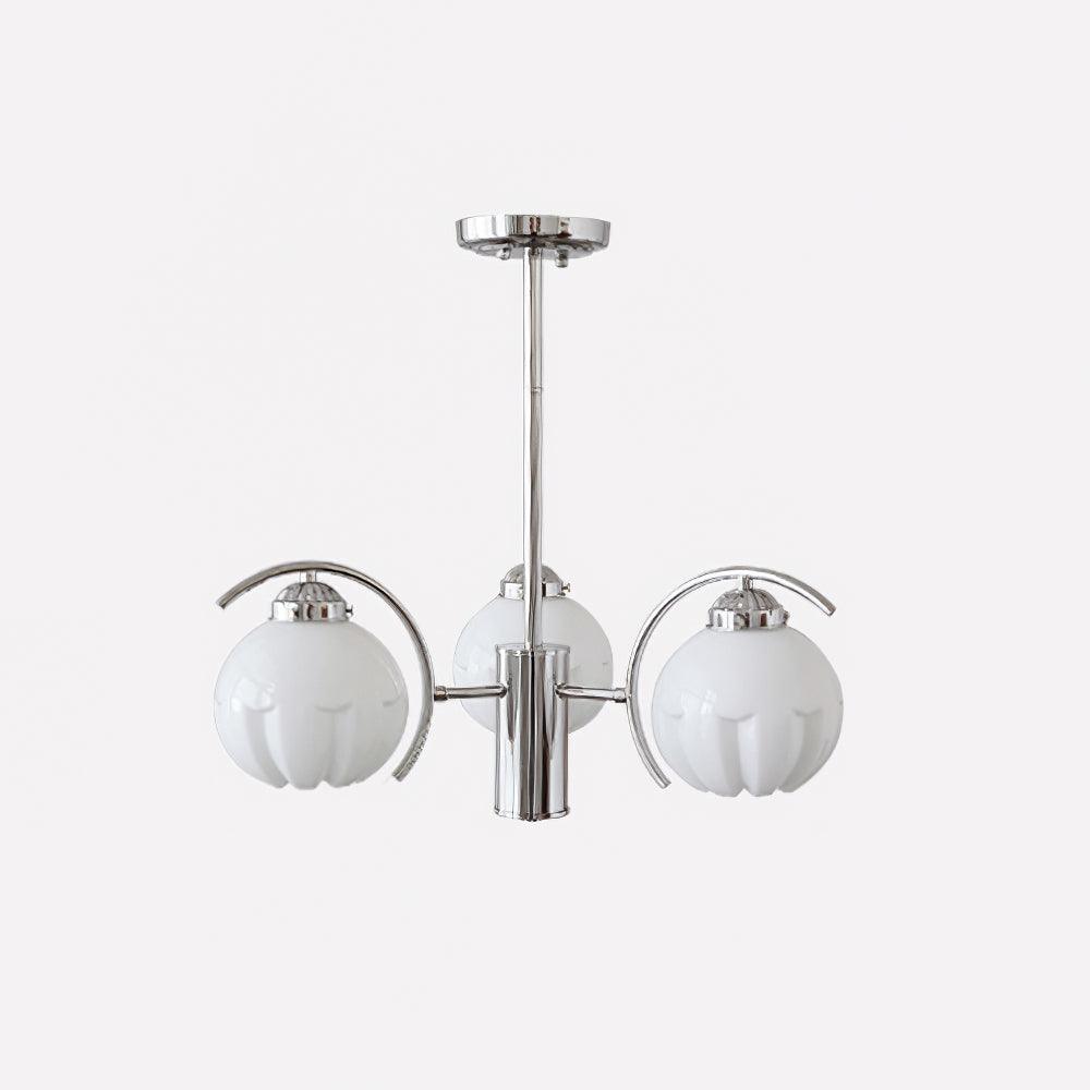 Lampadario cromo Bracci Curvi con sfere Smerigliato
