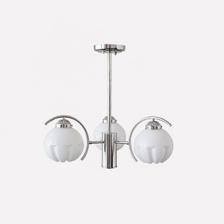 Lampadario cromo Bracci Curvi con sfere Smerigliato