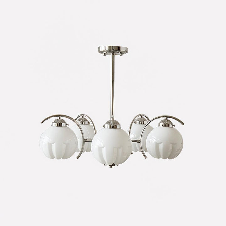 Lampadario cromo Bracci Curvi con sfere Smerigliato