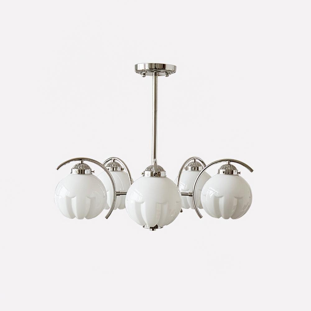 Lampadario cromo Bracci Curvi con sfere Smerigliato