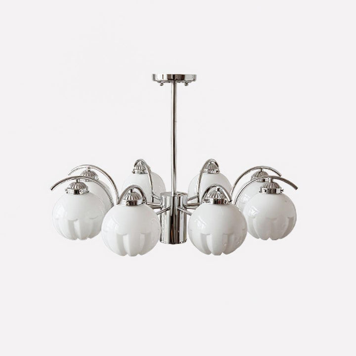 Lampadario cromo Bracci Curvi con sfere Smerigliato