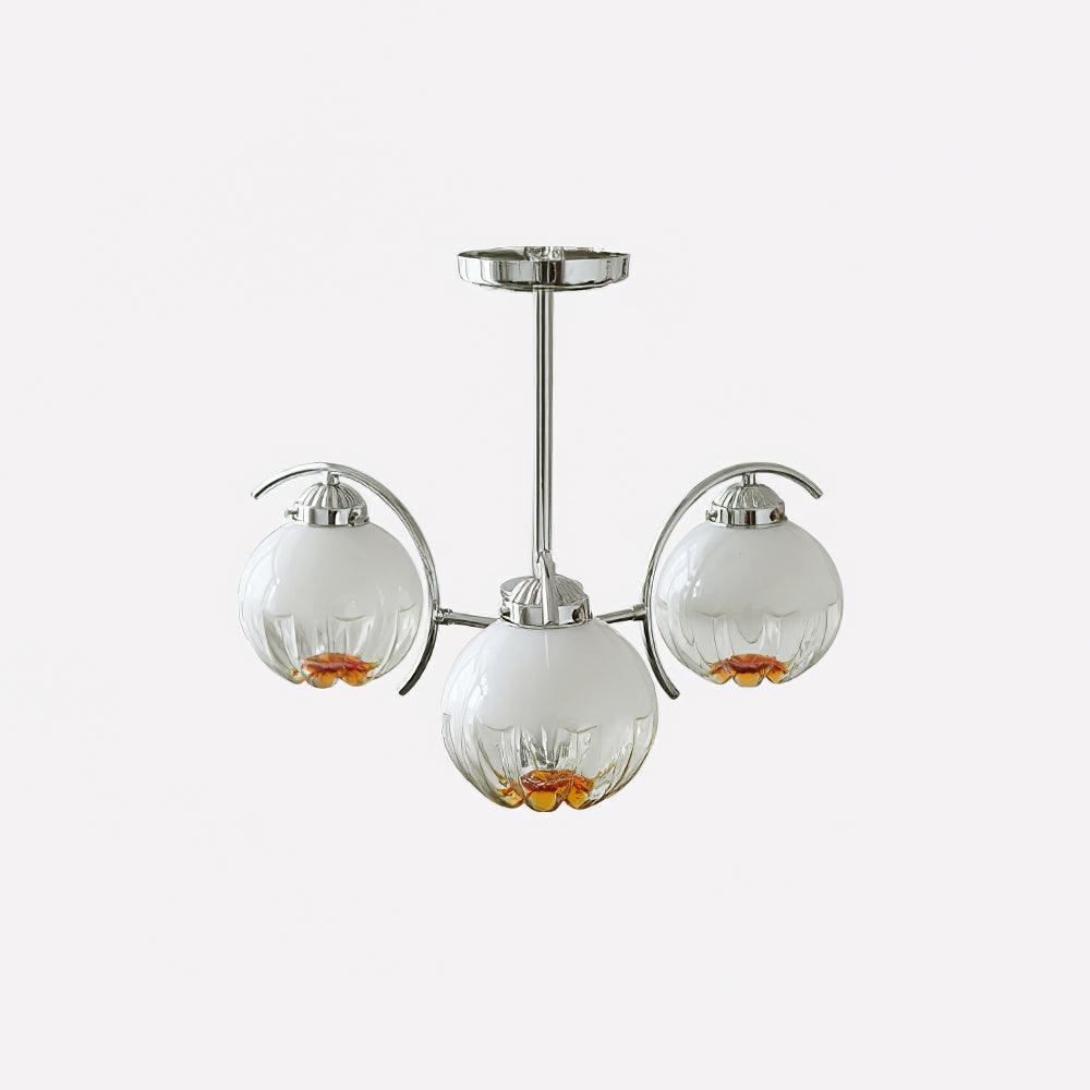 Lampadario cromo Bracci Curvi con sfere Smerigliato