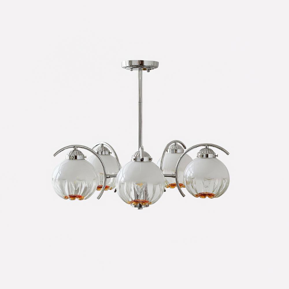 Lampadario cromo Bracci Curvi con sfere Smerigliato