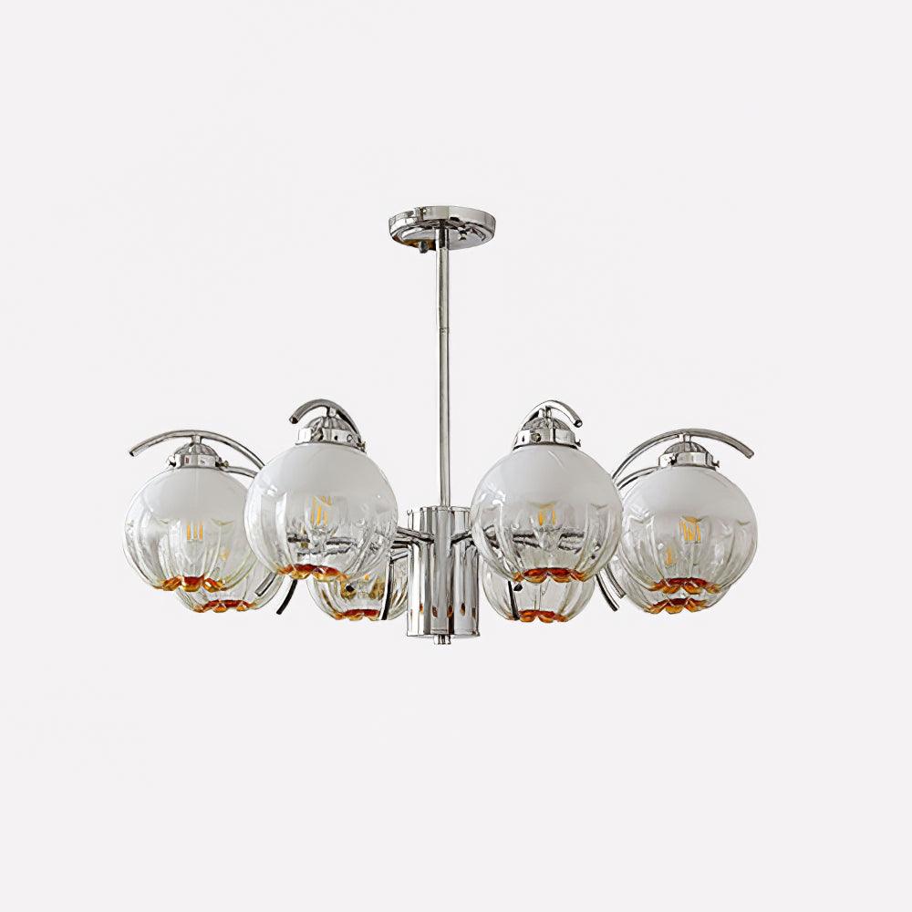 Lampadario cromo Bracci Curvi con sfere Smerigliato
