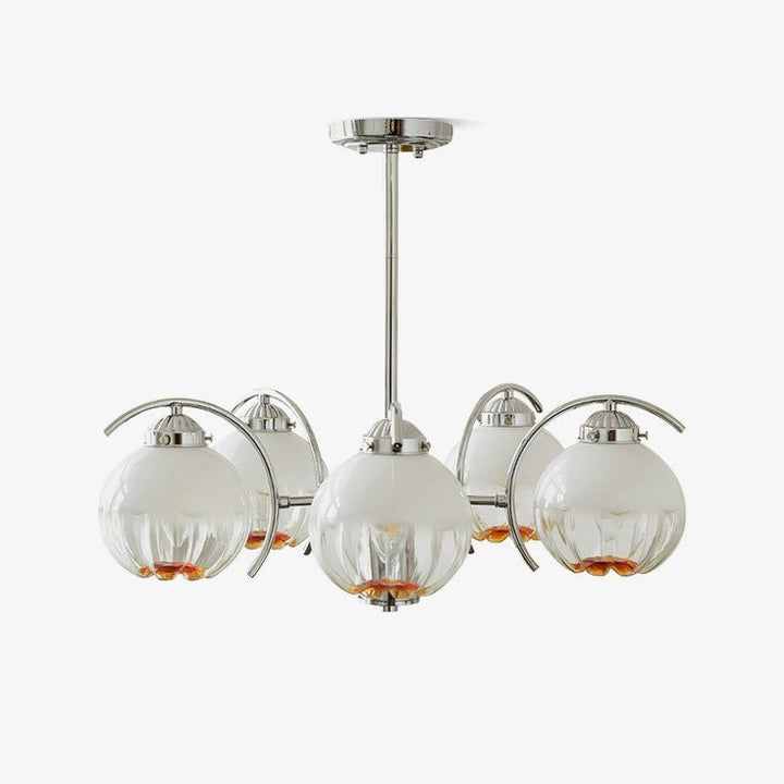 Lampadario cromo Bracci Curvi con sfere Smerigliato