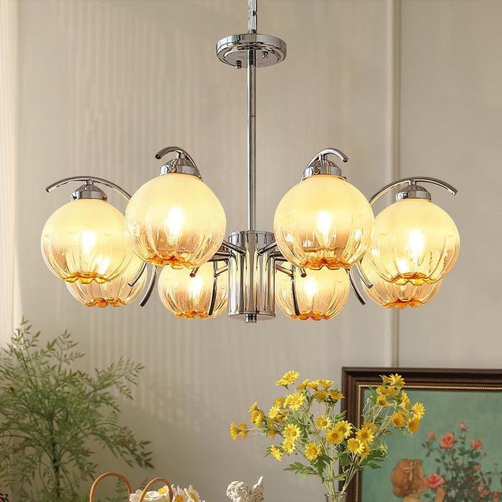 Lampadario cromo Bracci Curvi con sfere Smerigliato