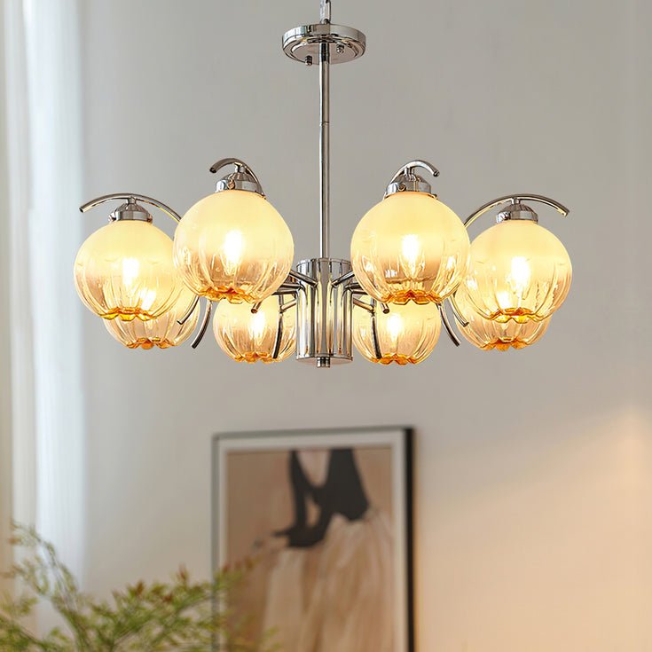 Lampadario cromo Bracci Curvi con sfere Smerigliato
