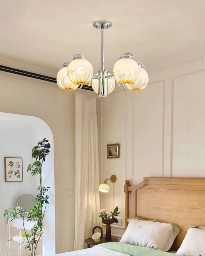 Lampadario cromo Bracci Curvi con sfere Smerigliato