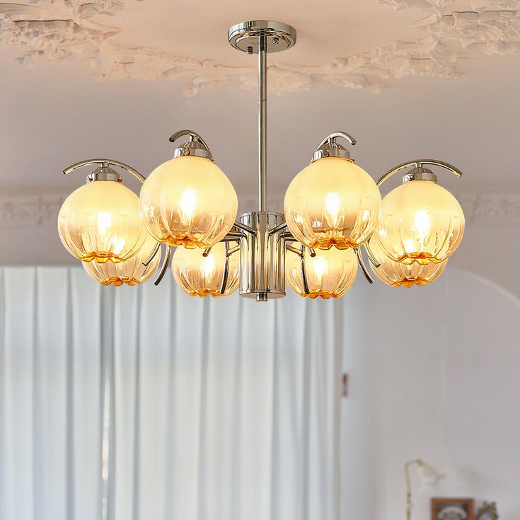 Lampadario cromo Bracci Curvi con sfere Smerigliato