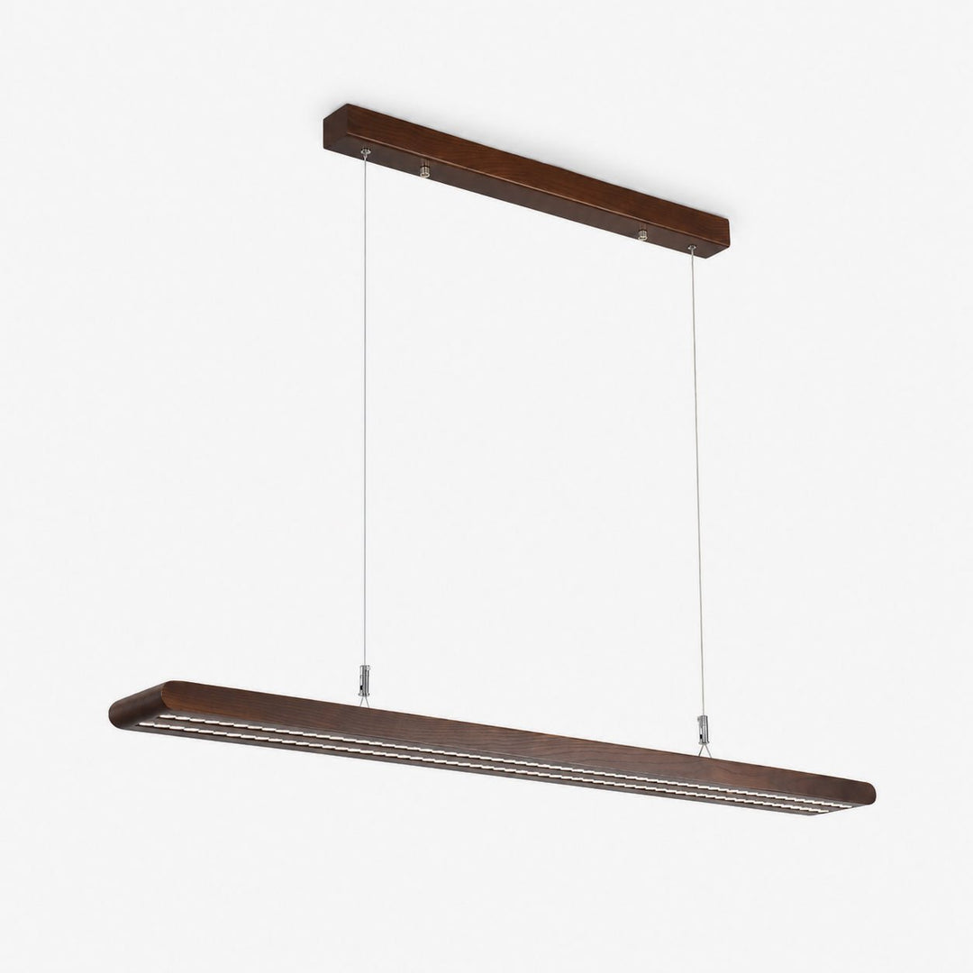 Rinoelia lampada a sospensione lineare in legno color noce