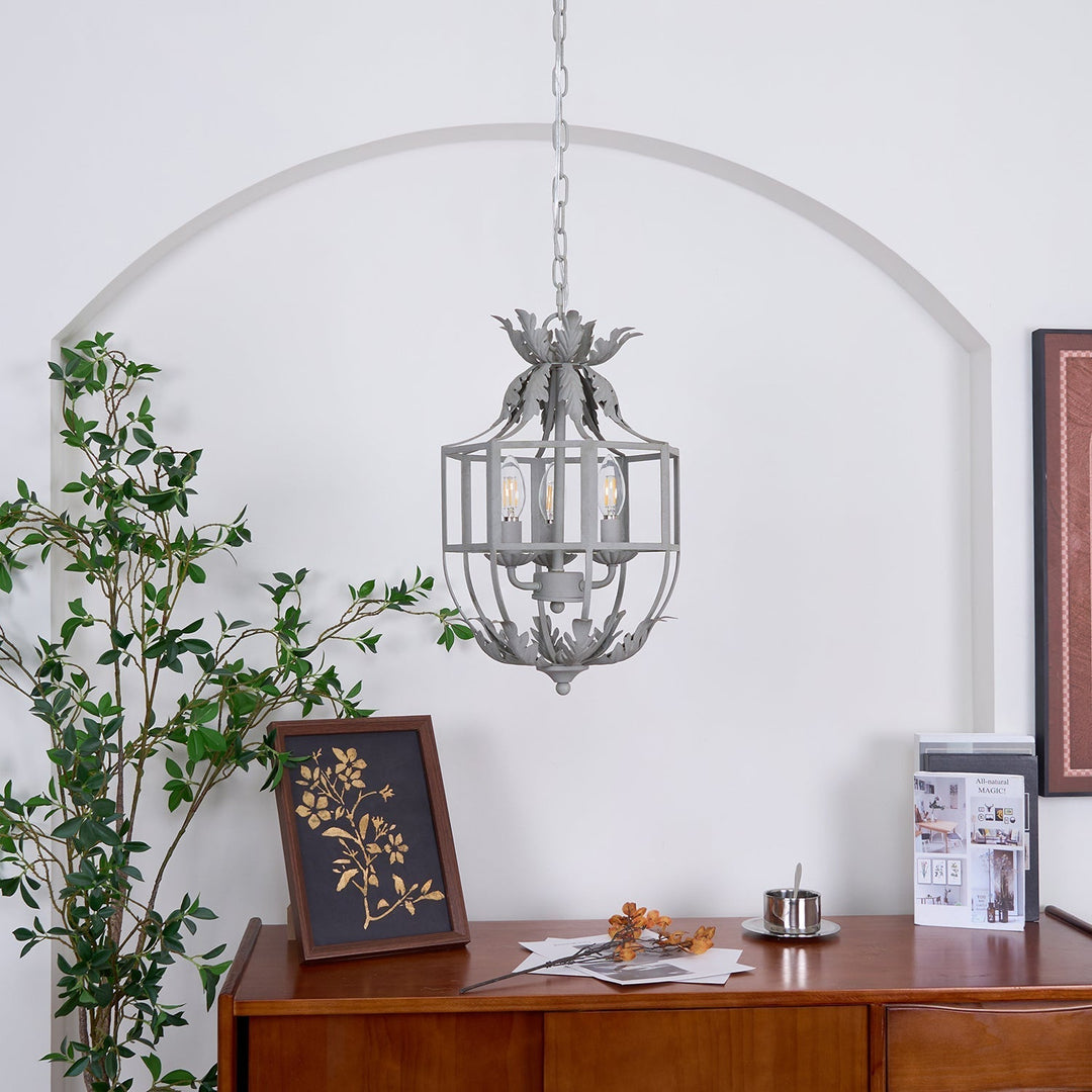 Soraaine lampadario Retro in Gabbia Grigio a Candela