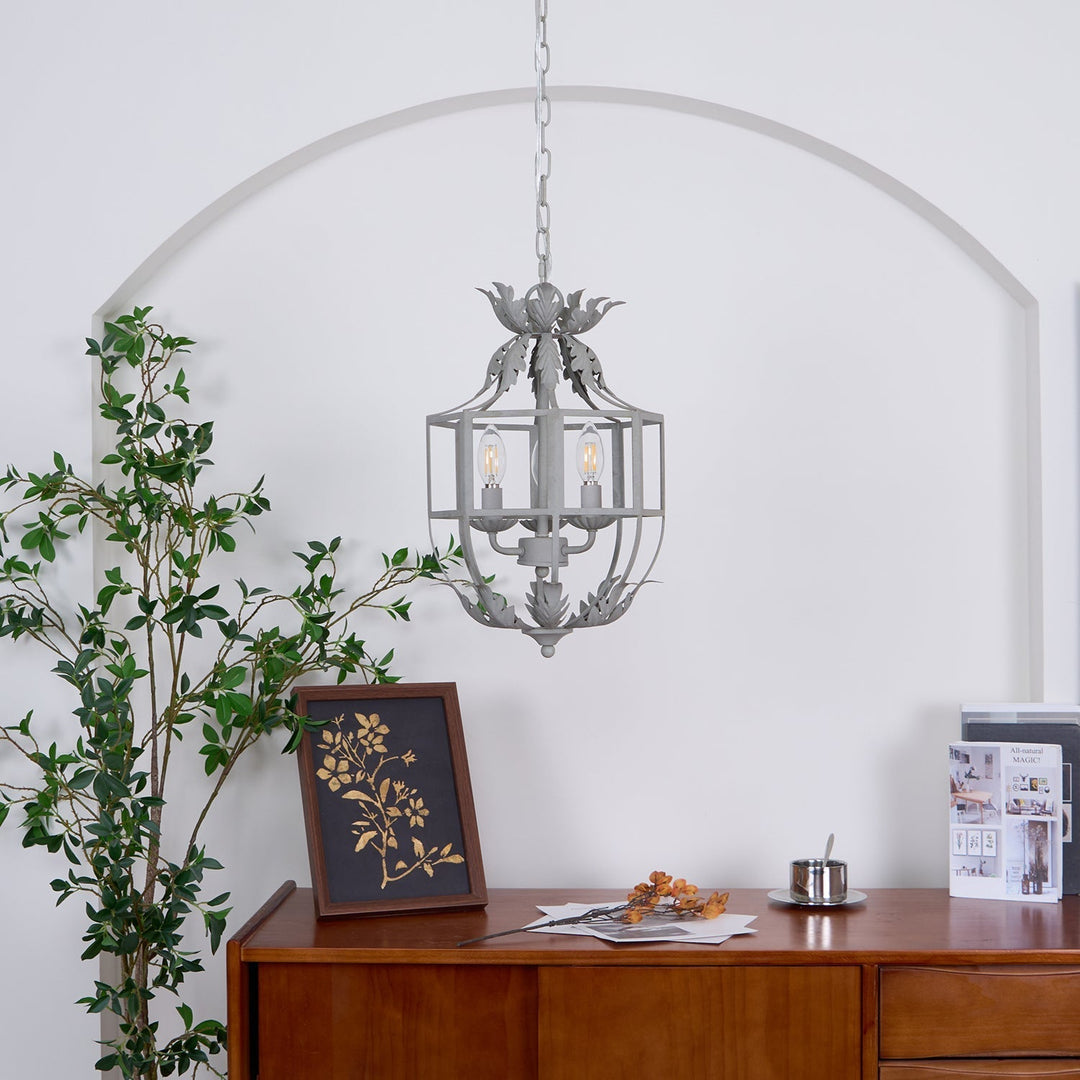 Soraaine lampadario Retro in Gabbia Grigio a Candela