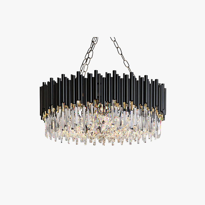 Kristy Industrial Rotondo Cristallo/Metallo Lampadari Soggiorno Nero