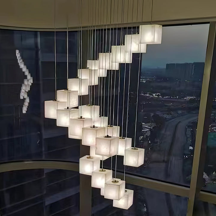 Lampadario alabastro Cubi Eleganza