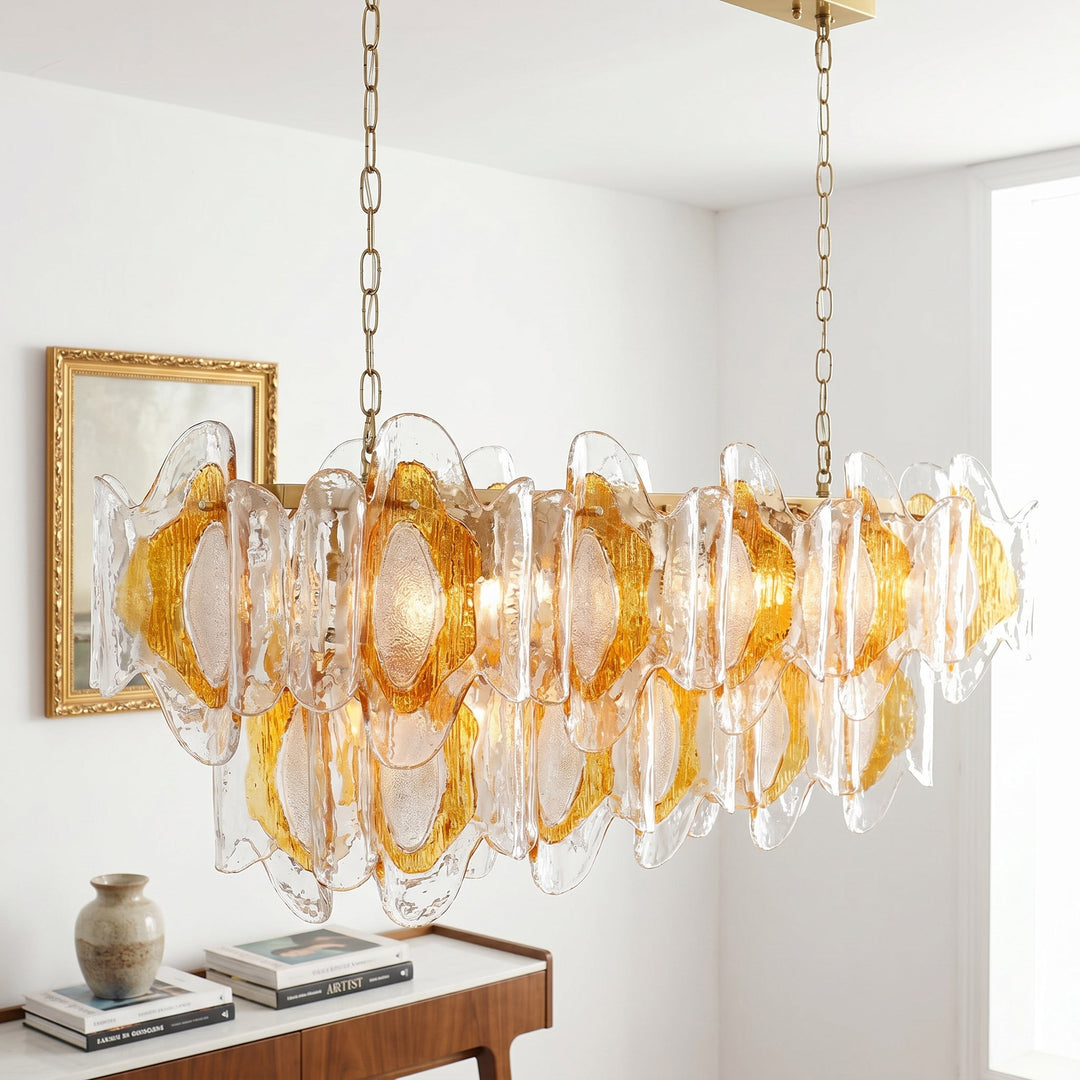 Liorueon lampadario in vetro Lungo