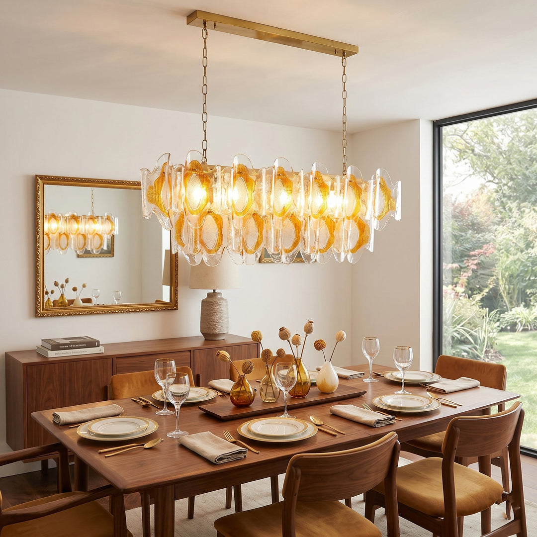 Liorueon lampadario in vetro Lungo