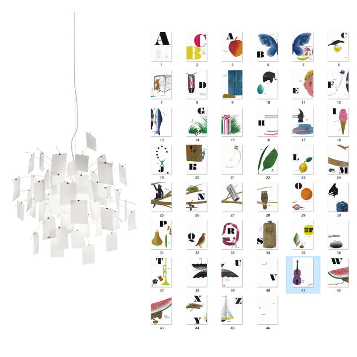 Lampadario Carta e metallo Colorful bianco Carte Whimsical moderno