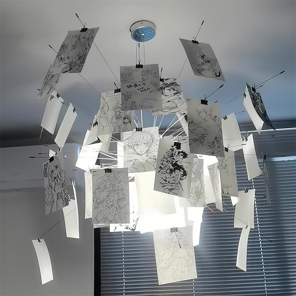 Lampadario Carta e metallo Colorful bianco Carte Whimsical moderno