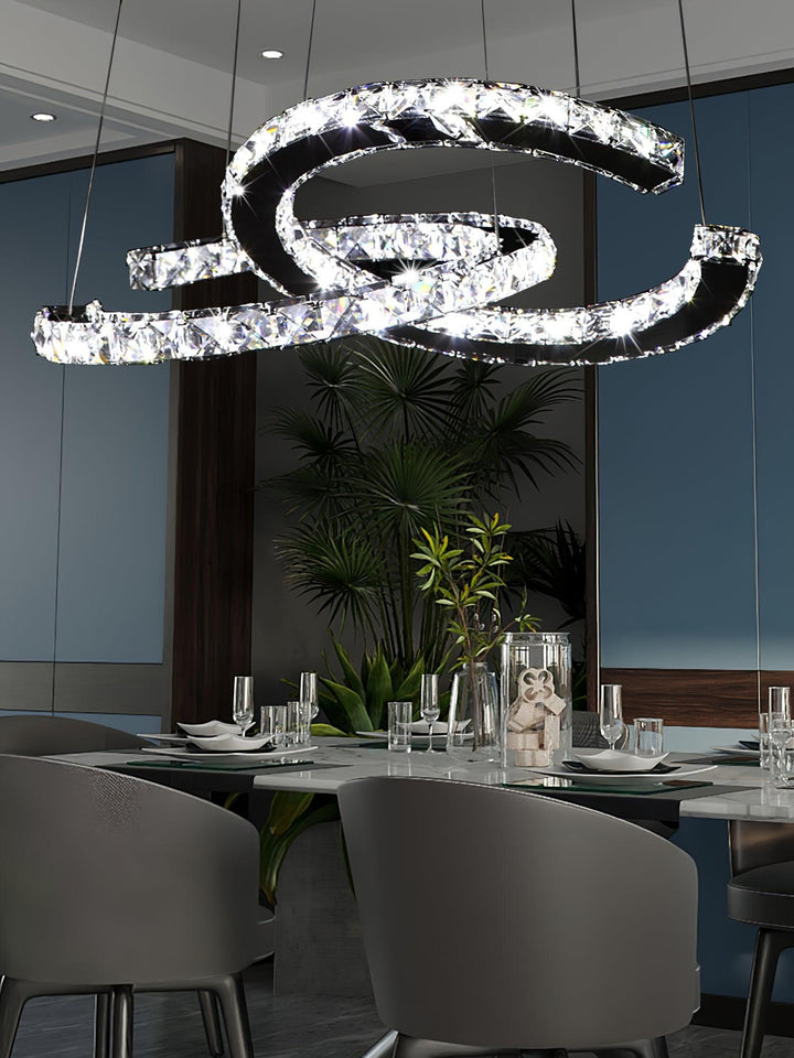 Luxisine lampadario Cristallo Double C moderno Argento 2-Anello