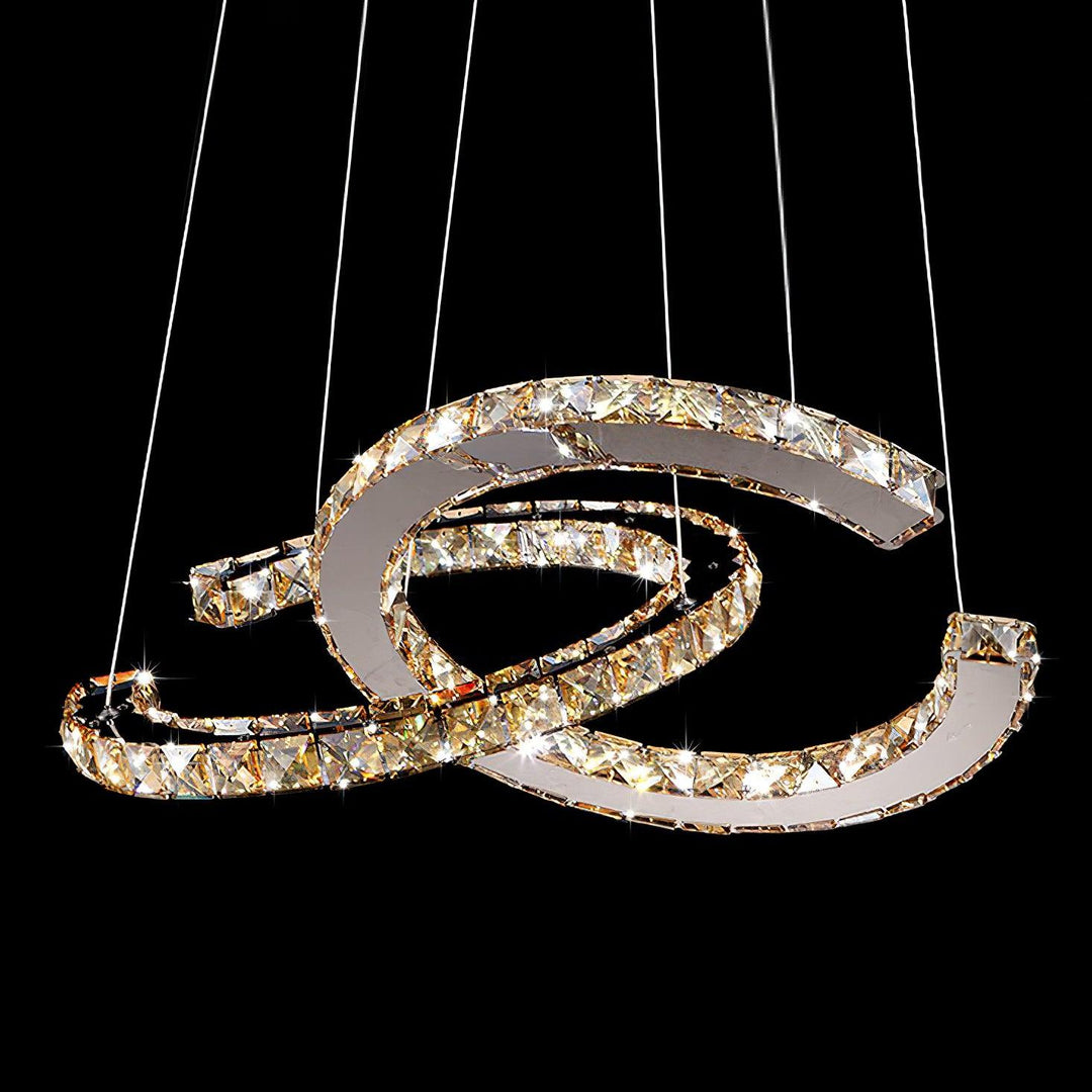 Luxisine lampadario Cristallo Double C moderno Argento 2-Anello