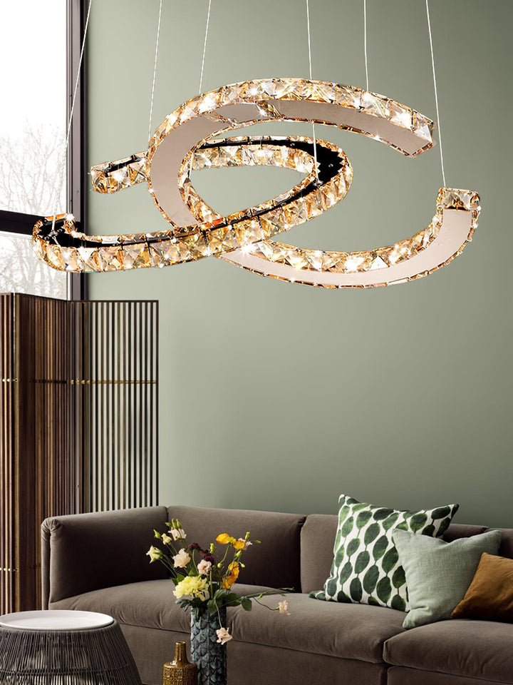 Luxisine lampadario Cristallo Double C moderno Argento 2-Anello