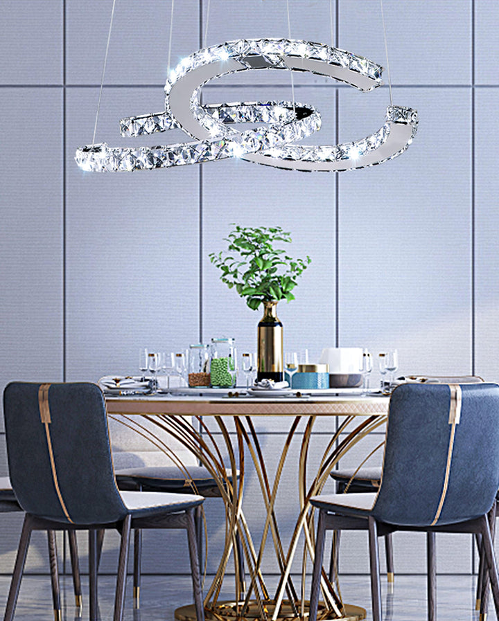 Luxisine lampadario Cristallo Double C moderno Argento 2-Anello
