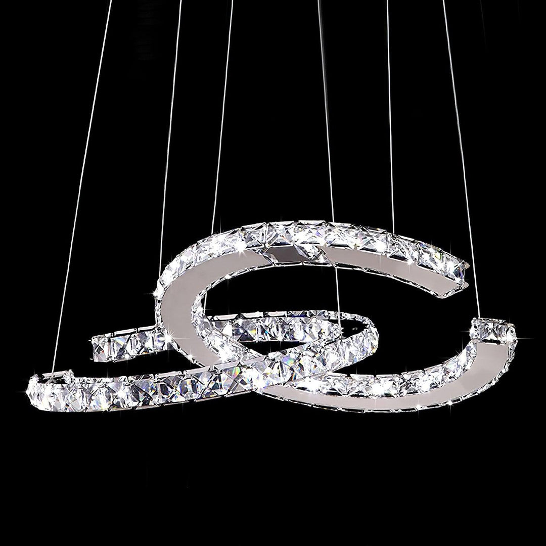 Luxisine lampadario Cristallo Double C moderno Argento 2-Anello