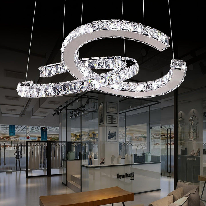Luxisine lampadario Cristallo Double C moderno Argento 2-Anello