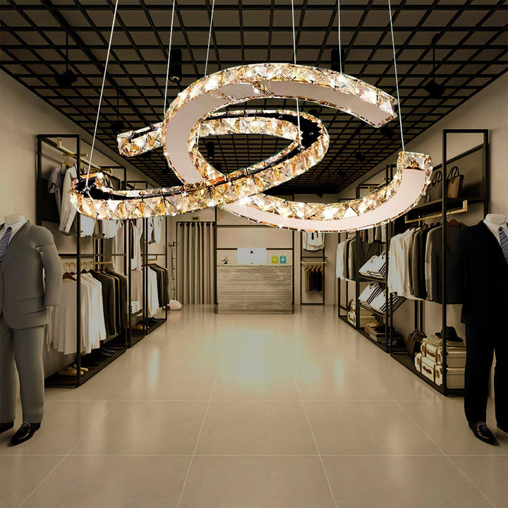 Luxisine lampadario Cristallo Double C moderno Argento 2-Anello