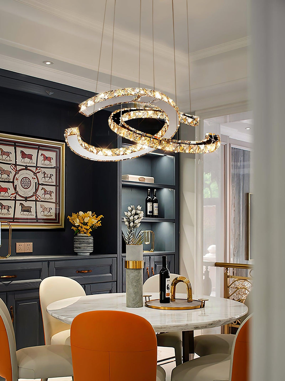 Luxisine lampadario Cristallo Double C moderno Argento 2-Anello
