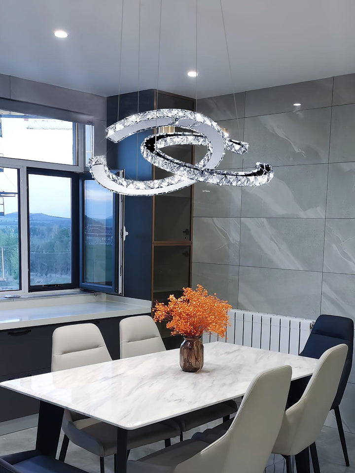 Luxisine lampadario Cristallo Double C moderno Argento 2-Anello