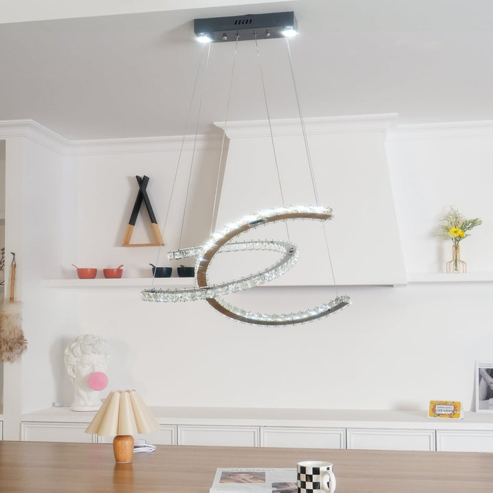 Luxisine lampadario Cristallo Double C moderno Argento 2-Anello