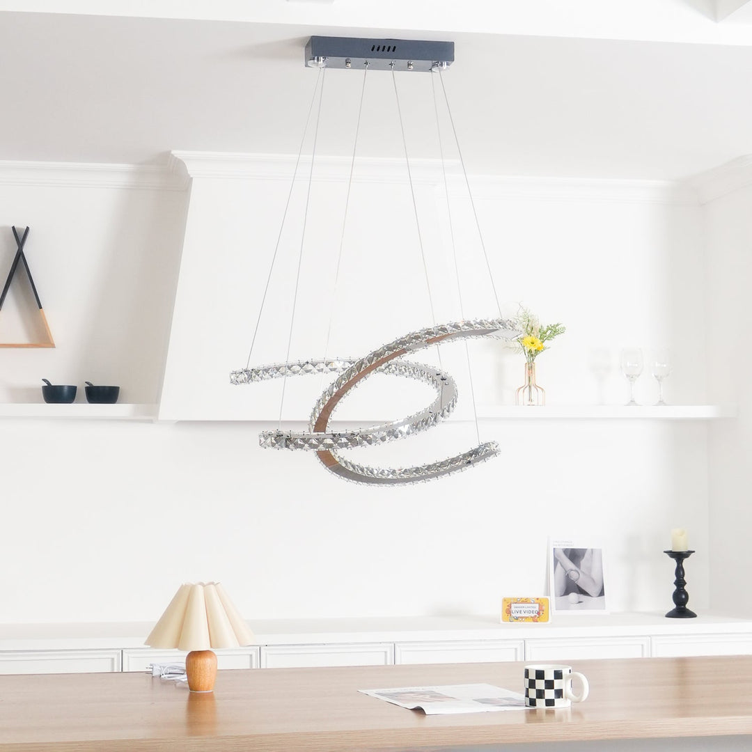 Luxisine lampadario Cristallo Double C moderno Argento 2-Anello