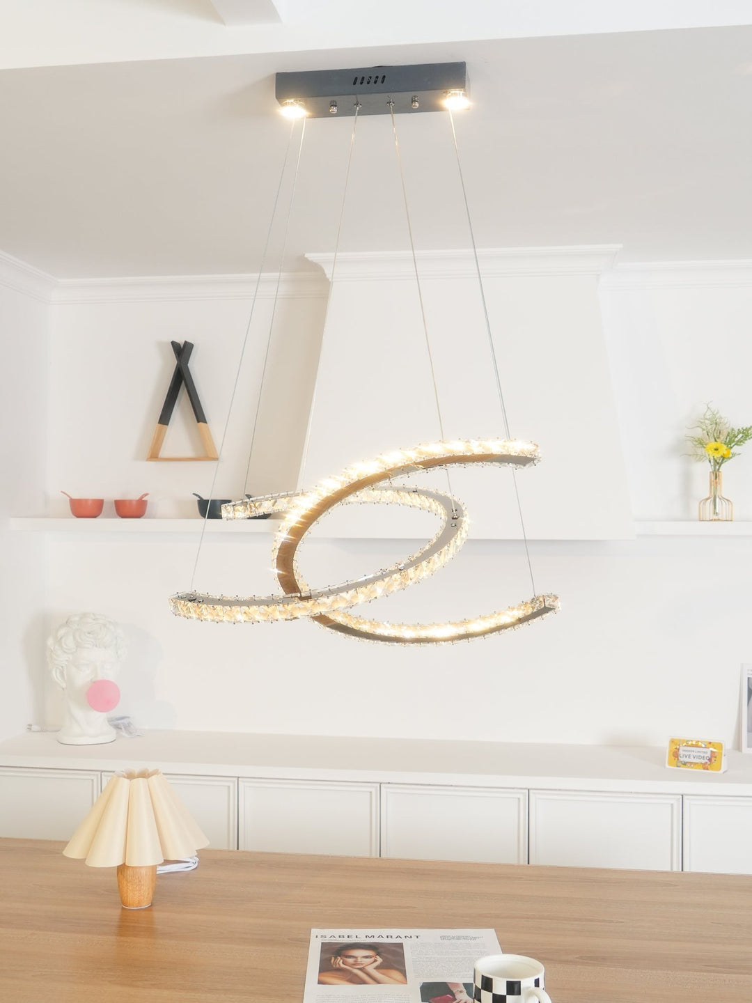 Luxisine lampadario Cristallo Double C moderno Argento 2-Anello