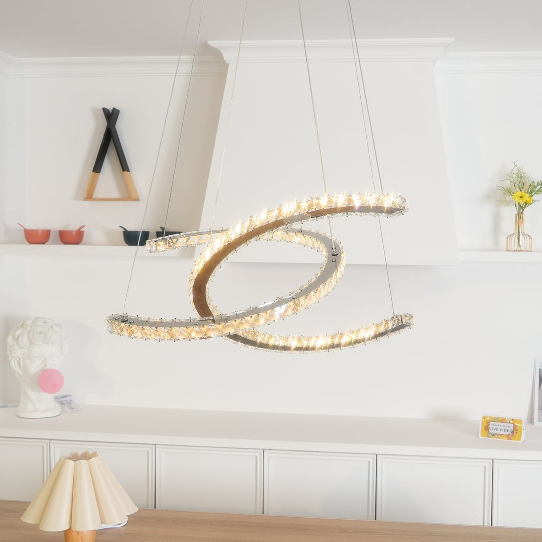 Luxisine lampadario Cristallo Double C moderno Argento 2-Anello