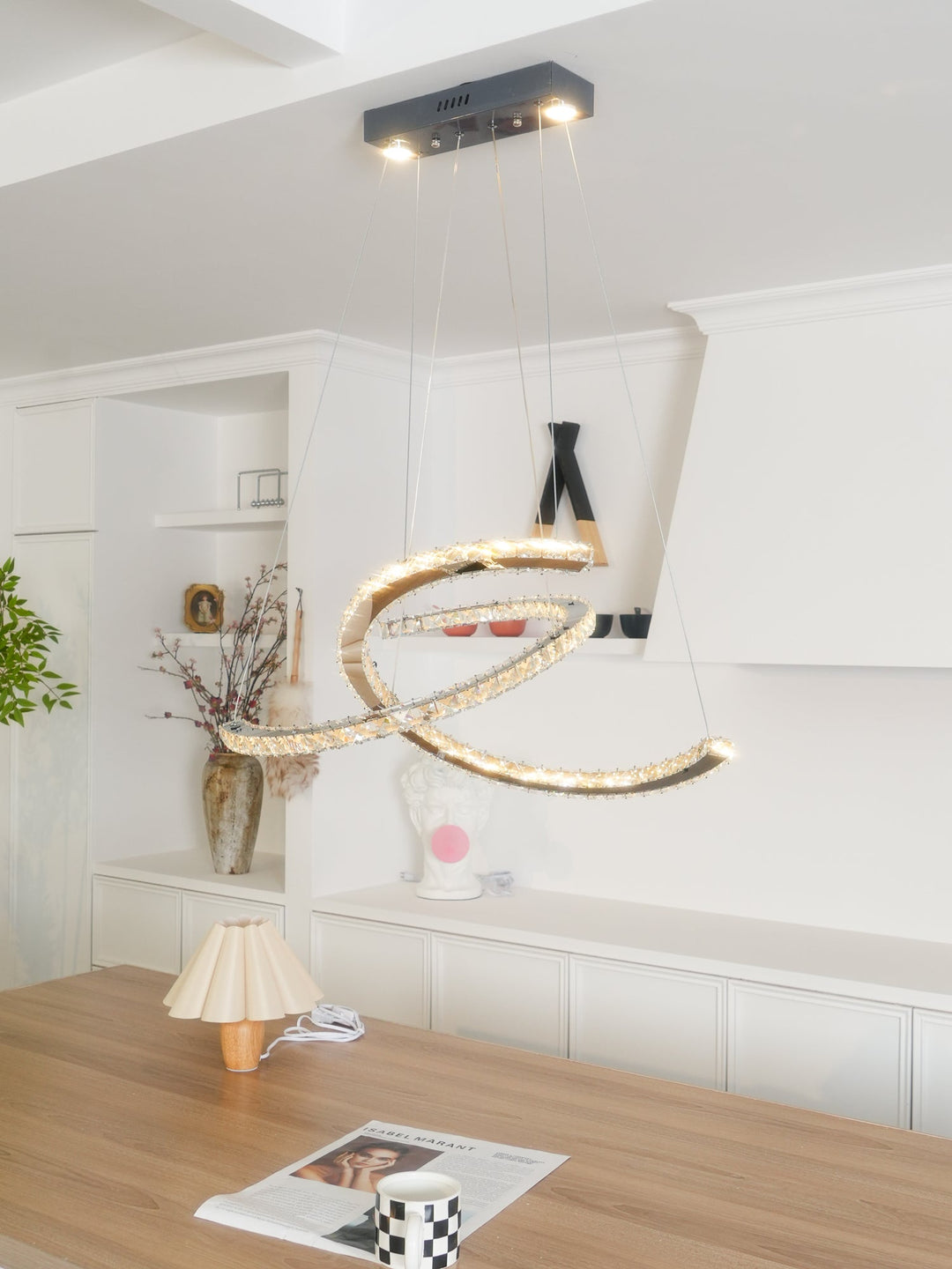Luxisine lampadario Cristallo Double C moderno Argento 2-Anello