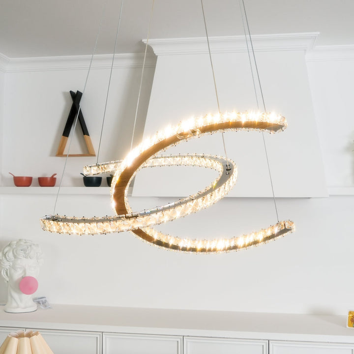 Luxisine lampadario Cristallo Double C moderno Argento 2-Anello