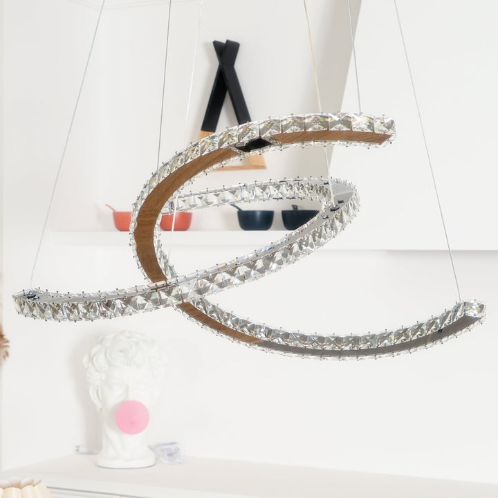 Luxisine lampadario Cristallo Double C moderno Argento 2-Anello