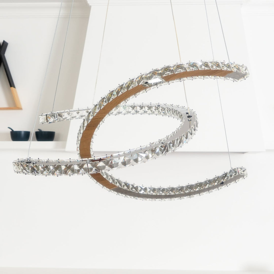 Luxisine lampadario Cristallo Double C moderno Argento 2-Anello