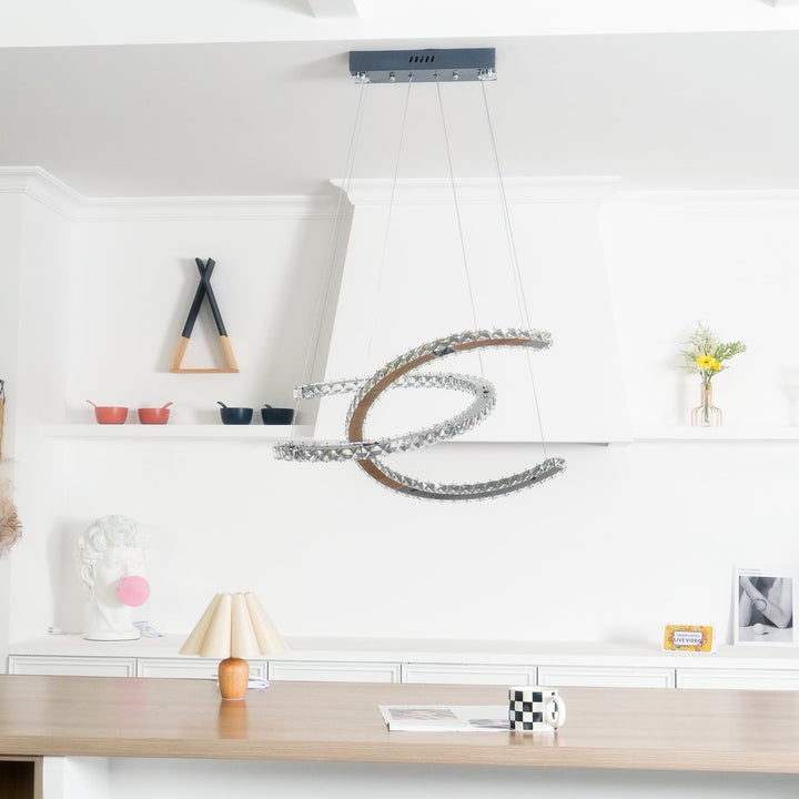 Luxisine lampadario Cristallo Double C moderno Argento 2-Anello