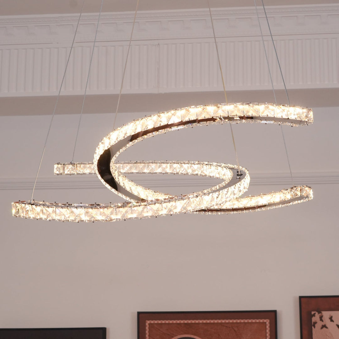 Luxisine lampadario Cristallo Double C moderno Argento 2-Anello