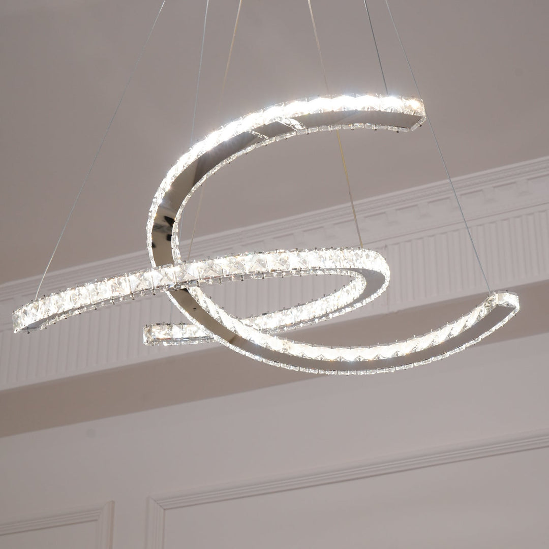 Luxisine lampadario Cristallo Double C moderno Argento 2-Anello