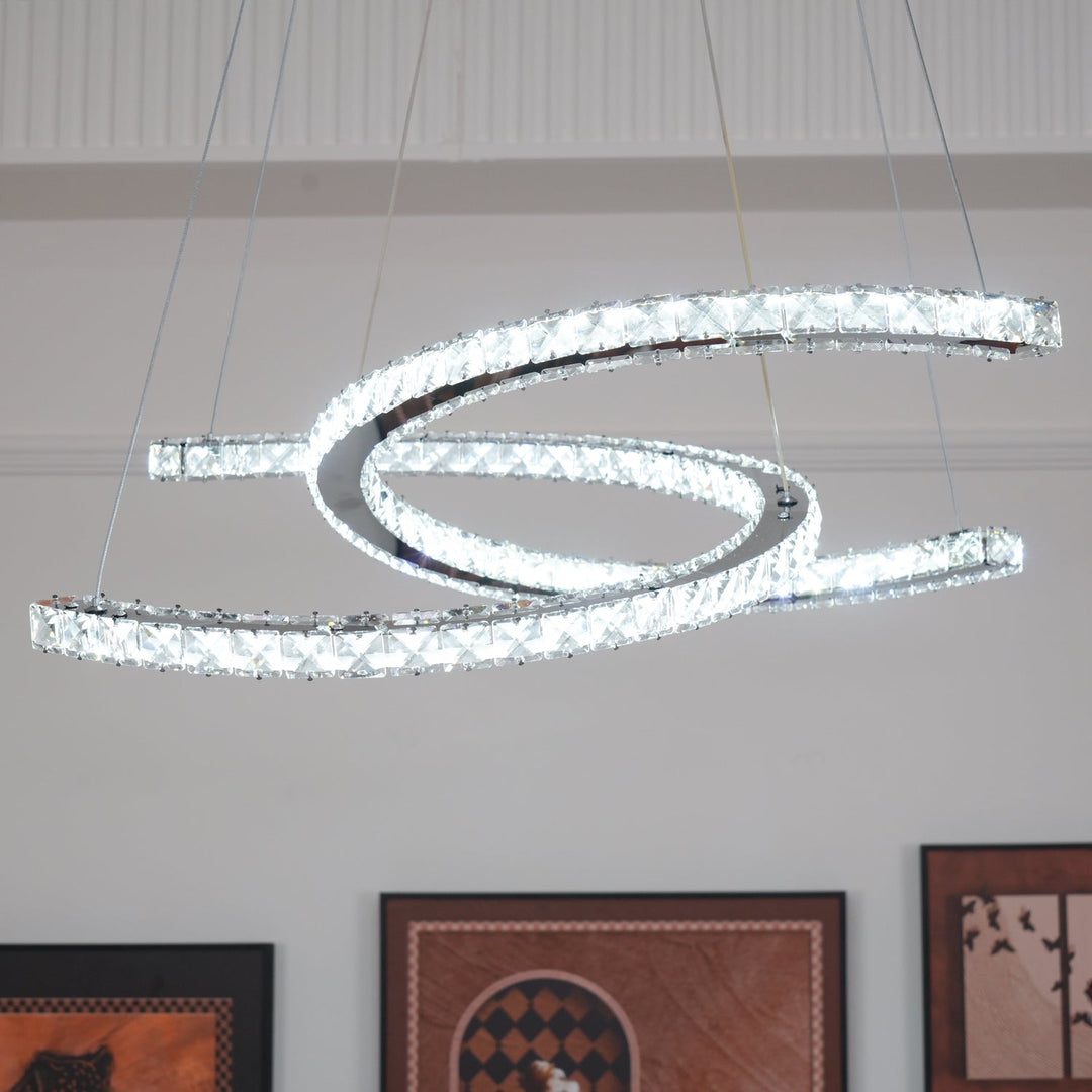 Luxisine lampadario Cristallo Double C moderno Argento 2-Anello