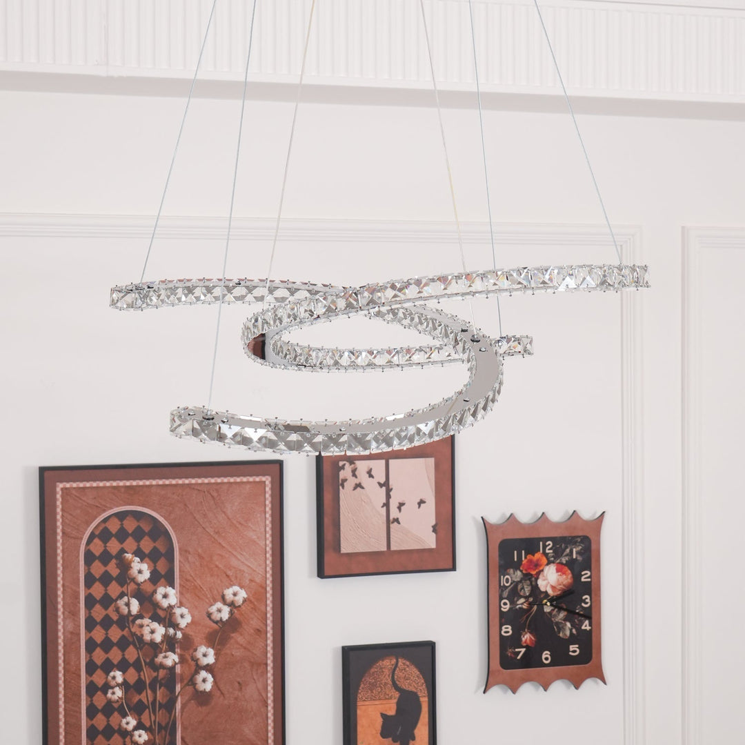 Luxisine lampadario Cristallo Double C moderno Argento 2-Anello