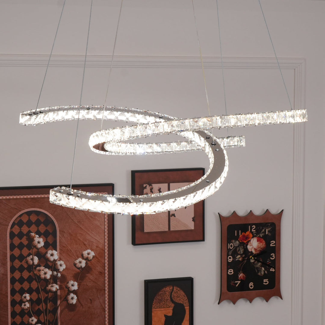 Luxisine lampadario Cristallo Double C moderno Argento 2-Anello
