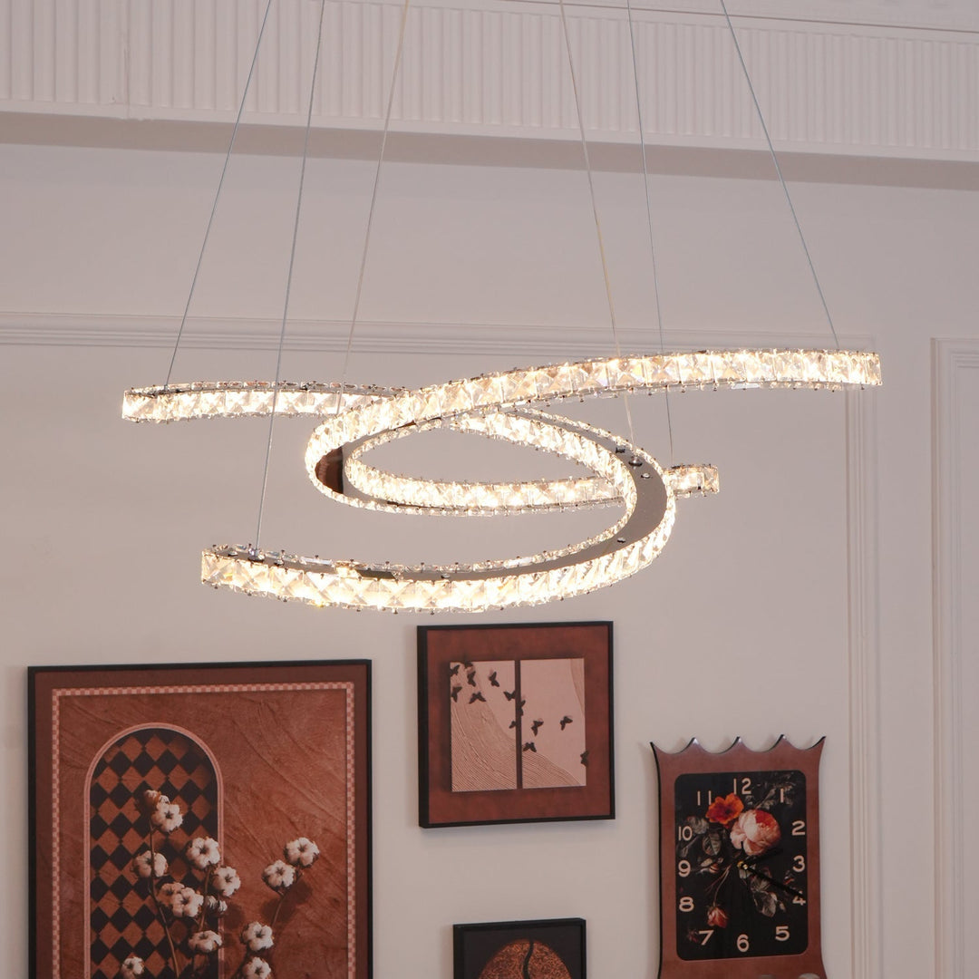 Luxisine lampadario Cristallo Double C moderno Argento 2-Anello