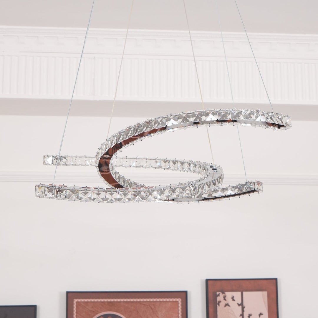 Luxisine lampadario Cristallo Double C moderno Argento 2-Anello