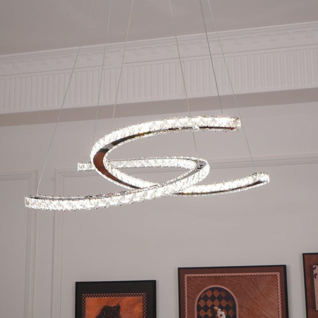 Luxisine lampadario Cristallo Double C moderno Argento 2-Anello