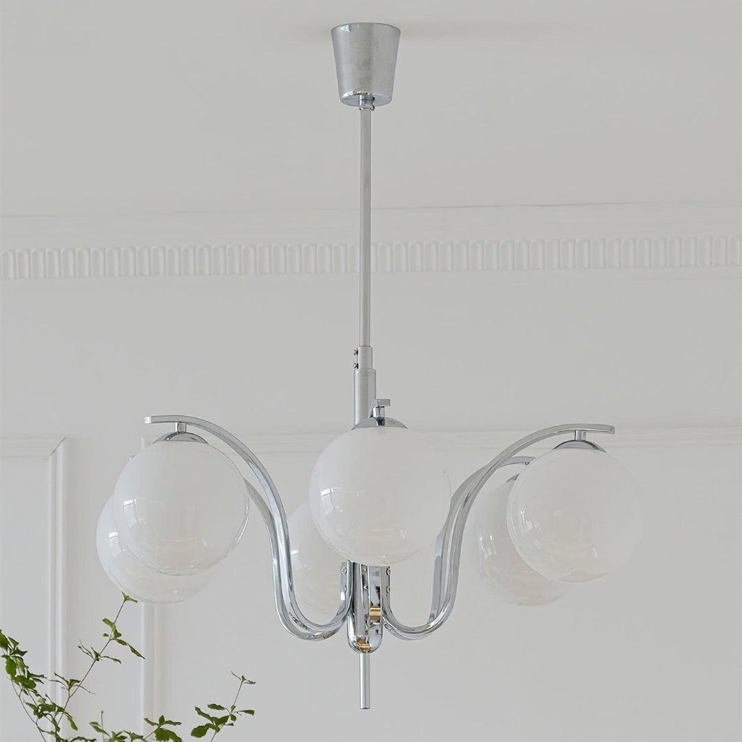Eiroaria lampadario in vetro cromato Modo Deco elegante