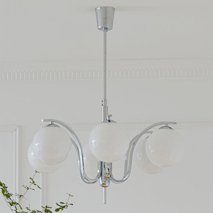 Eiroaria lampadario in vetro cromato Modo Deco elegante